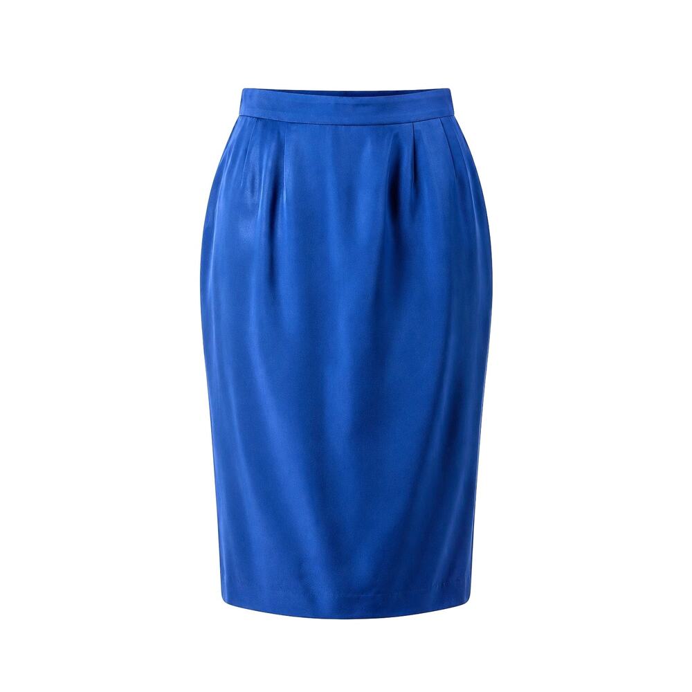 Austin Reed Cobalt Silk Pencil Skirt Vintage Deadstock Quiet Luxury Summer Midi